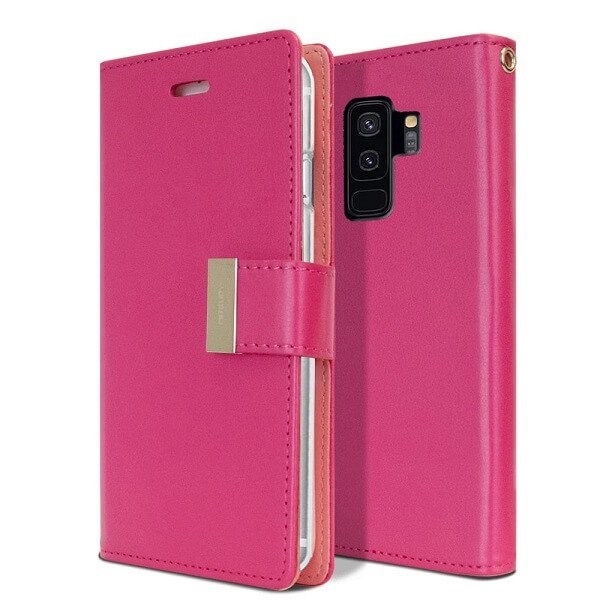 Goospery Samsung Galaxy S9 Plus Rich Diary Hot Pink Wallet Case Goospery Samsung Galaxy S9 Plus Rich Diary Hot Pink Wallet Case